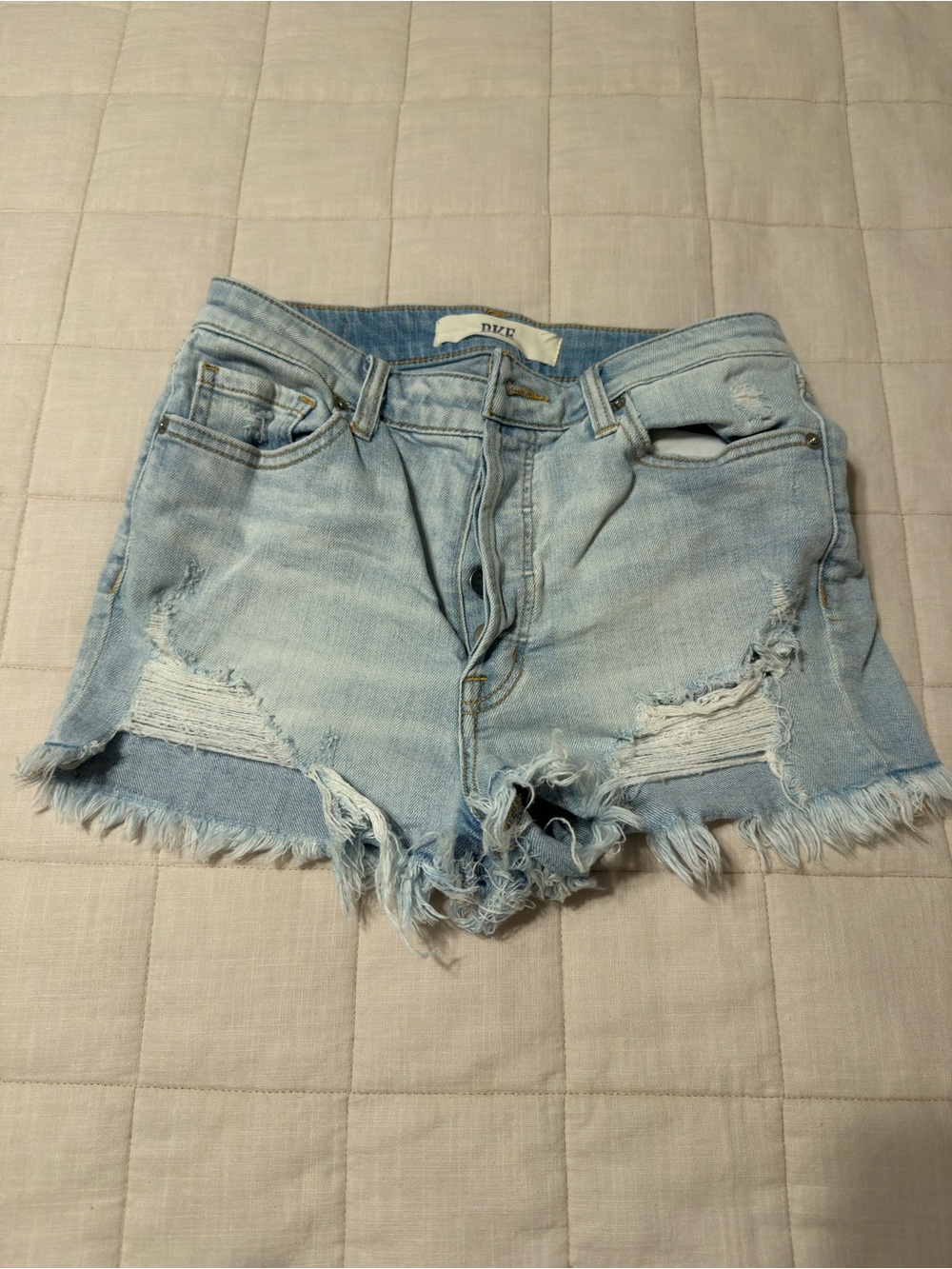 BKE Light Blue Distressed Denim Cutoff Shorts - Women
